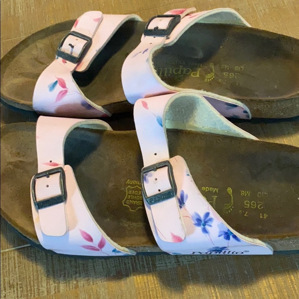 Pink floral Birkenstock’s